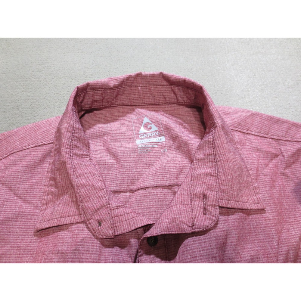 Gerry Mens Shirt Large Red Outdoors Button Up Collared Pockets - Picture 3 of 8